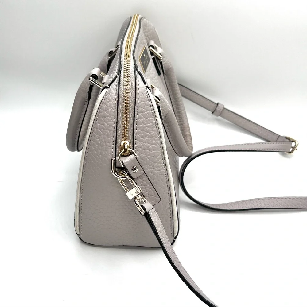 Kate Spade Light Gray Purple Pebbled Leather Satchel -Prospect Place Small Pippa